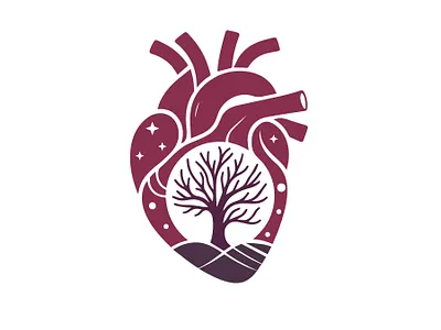 "Rooted in Heart" anatomical heart design emotional design graphic design heart illustration illustration logo minimal tattoo style nature design spiritual growth surreal art symbolic illustration tree of life vector vector art