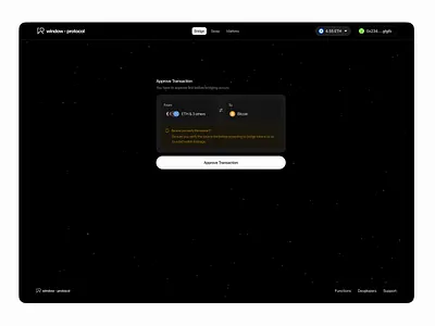 Window Protocol Bridge Multiple tokens in one click (Screen 3) crypto product design ui web3