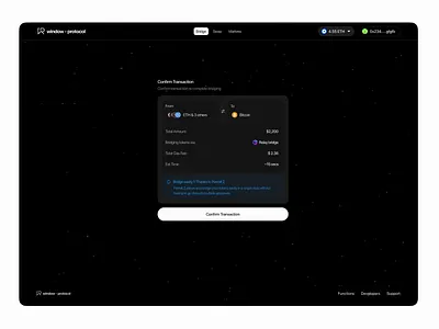 Window Protocol Bridge Multiple tokens in one click (Screen 4) crypto product design ui web3