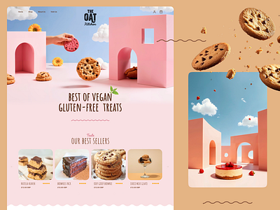 Cookies and Sweets Shop Landing Page in E commerce biscuits cake childern chocolate clean cookies design ecommerce kids landing page pastel popular recent shopify storytelling strawberry sweets vegan web design