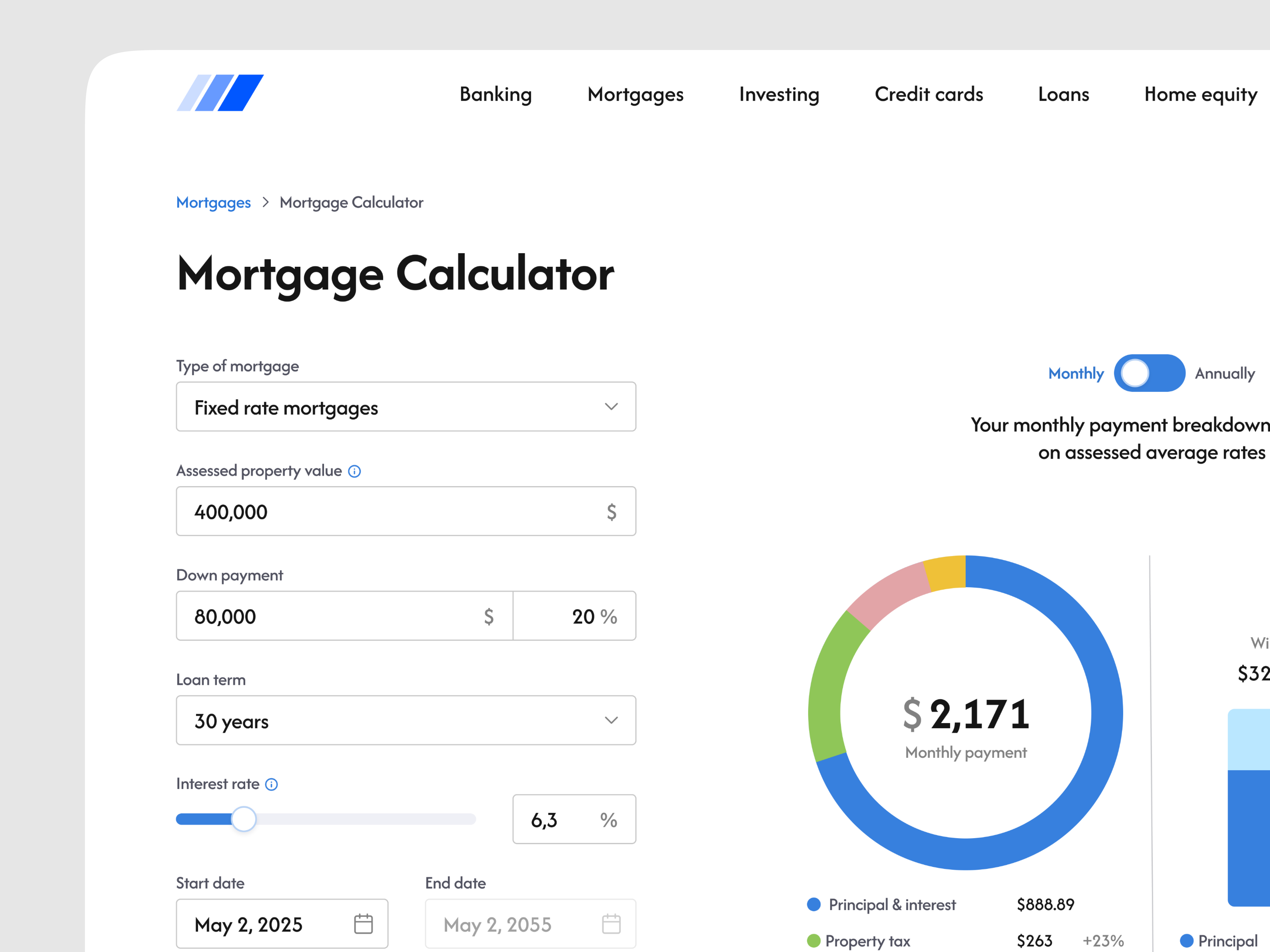 Mortgage calculator – Daily UI #004 calculator dailyui financeapp fintechdesign loancalculator mortgagecalculator