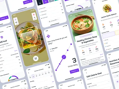 turing v2: AI Smart Healthcare App - Nutrition Tracker UIUX ai health assistant app ai healthcare app ai nutrition app clean digital health app digital health ui figma ui kit health companion app healthcare ui kit minimal modern nu nutrition app nutrition tracker app purple smart health smart health app strangehelix turing ui kit virtual health app