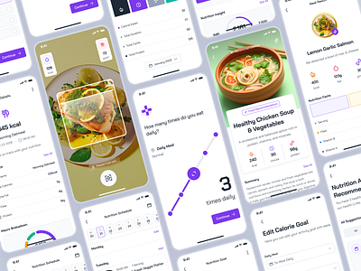 turing v2: AI Smart Healthcare App - Nutrition Tracker UIUX ai health assistant app ai healthcare app ai nutrition app clean digital health app digital health ui figma ui kit health companion app healthcare ui kit minimal modern nu nutrition app nutrition tracker app purple smart health smart health app strangehelix turing ui kit virtual health app