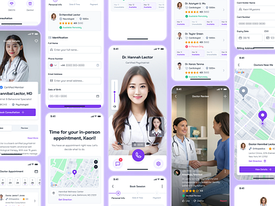 turing v2: AI Smart Healthcare App - Virtual Consultation UI ai health assistant app ai healthcare app clean digital health app digital health ui doctor app doctor appointment app figma ui kit health companion app healthcare ui kit minimal modern purple smart health smart health app turing ui kit video call ui virtual consultation virtual consultation app virtual health app