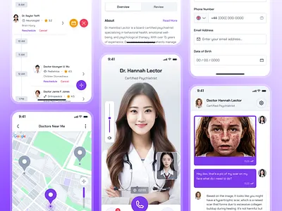 turing v2: AI Smart Healthcare App - Doctor Consultation UI ai health assistant app ai healthcare app clean digital health app digital health ui doctor appointment app doctor consultation app figma ui kit health companion app healthcare ui kit minimal modern purple smart health smart health app strangehelix turing ui kit virtual care app virtual consultation app virtual health app