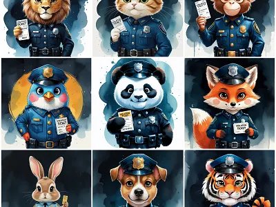 Cute Animal Police design graphic design illustration logo