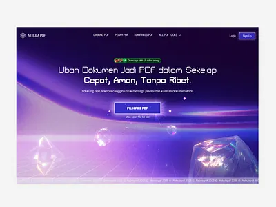 Nebula PDF - Saas Document Converter 🪐 ai inspired branding dark theme digital product galaxy theme landing page modern ui pdf editor pdfconverter product design saas saas product spaceui ui uidesign uiux ux web design web tools webapp