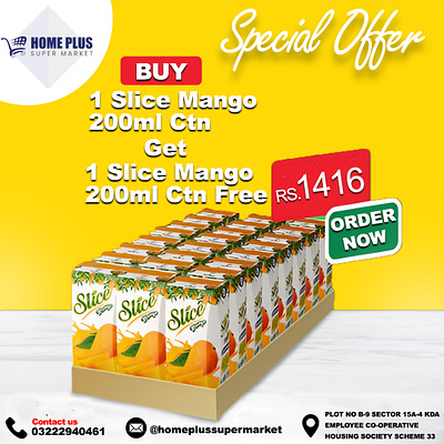 Hot Deal Alert! 🚨 Buy 1 Get 1 Free on Slice Mango at HOME PLUS adobe photoshop branding design graphic design post post deisgn social media post design