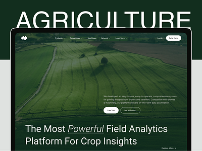 Agriculture Landing Page agriculture ui agro tech design app landing page farm green homepage landing landing page landingpage minimalist ui designer ux web app web design webdesign