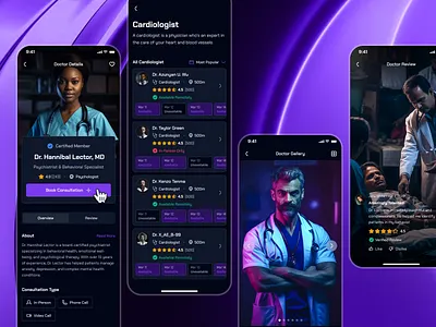 turing v2: AI Smart Healthcare App - Explore Doctor UIUX ai health assistant app ai healthcare app clean digital health app digital health ui doctor appointment app doctor consultation doctor consultation app figma ui kit health companion app healthcare ui kit minimal modern purple smart health smart health app strangehelix turing ui kit virtual appointment app virtual health app
