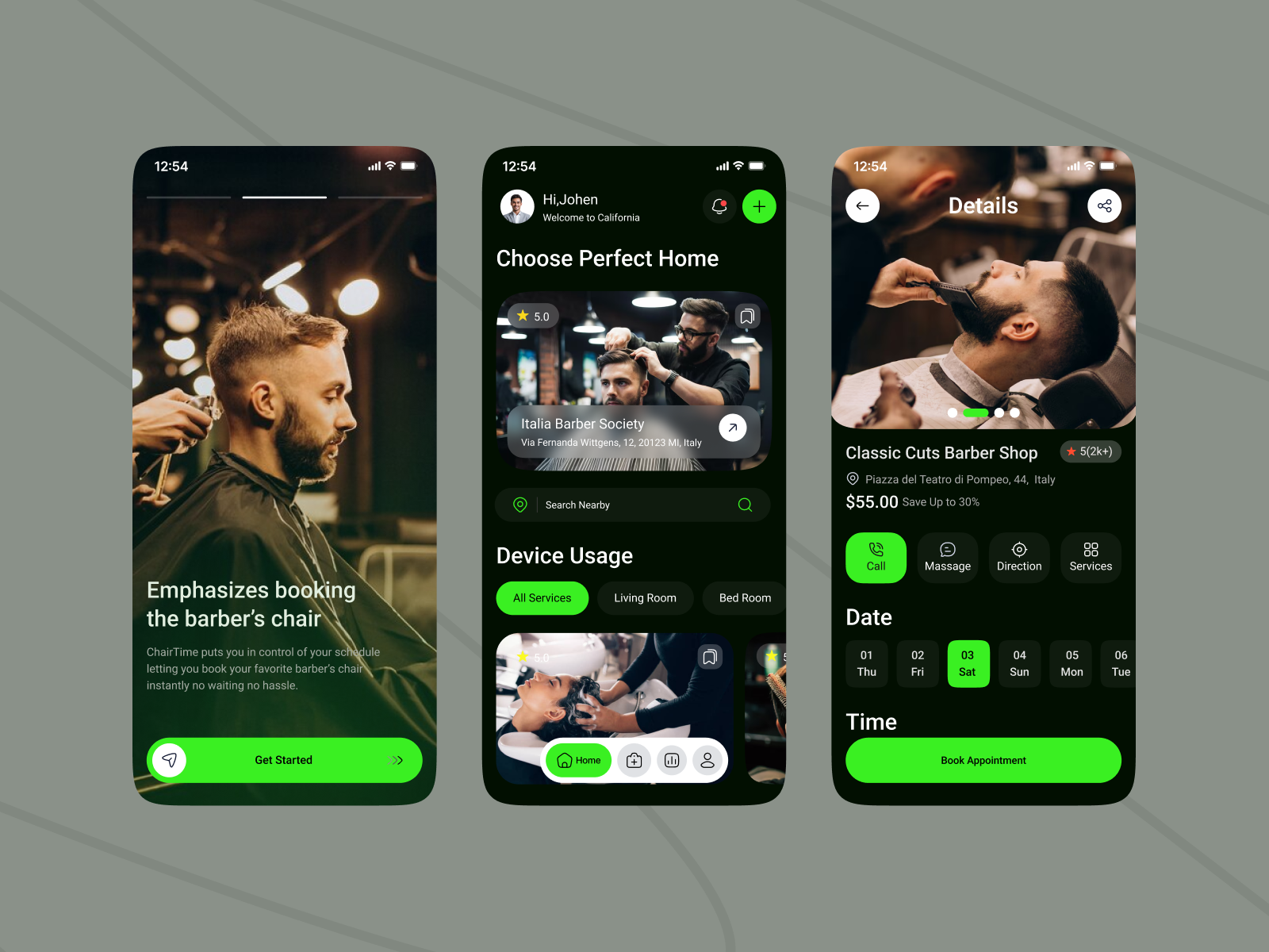 Salon Booking Mobile App app app design barber shop booking app case study design get started hair spa haircut hairstyle minimal mobile app mobile app design onboarding salon salon app salon booking ui design unique ux design