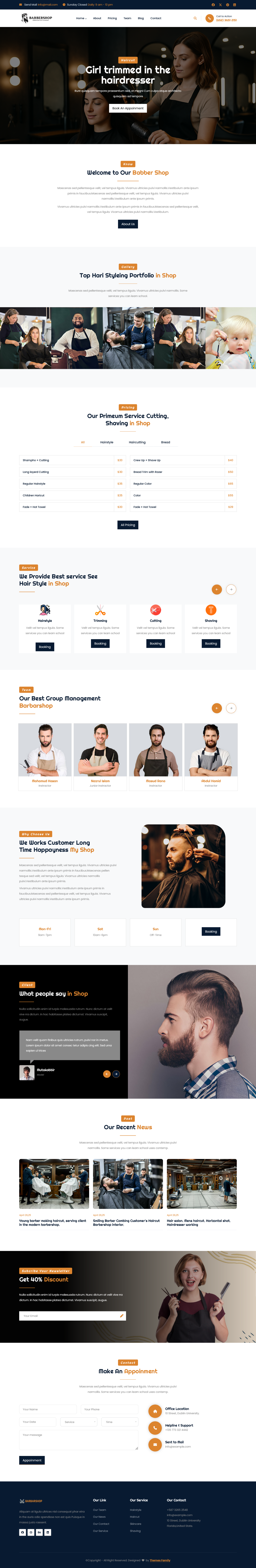 Beauty Salon & Hair Cutting Website Template 3d animation branding design flat graphic design illustration logo minimal motion graphics typography ui website