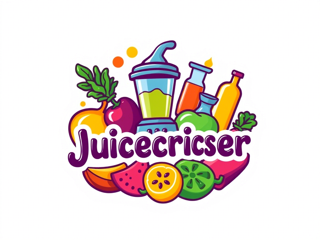 Colorful cartoon logo for Juicecricser beverage branding blender blender recipes cartoon design colorful illustration condiment mixes condiments creative logo food drink fresh ingredients fruit smoothies fruits healthy drinks healthy lifestyle juice nutritious beverages organic juices smoothies vegetable juices vegetables