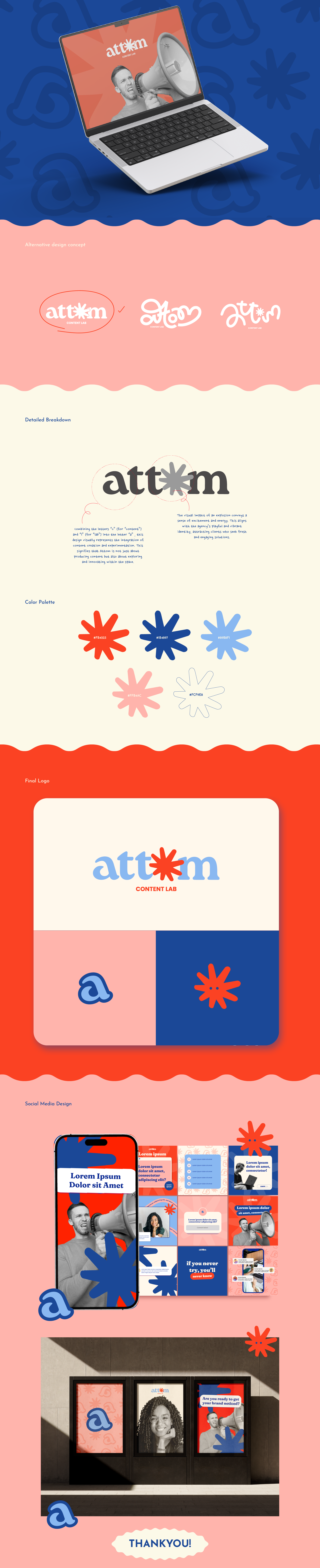 LOGO DESIGN-ATTOM CONTENT LAB brand identity brand kit branding design graphic design illustration logo social media vector