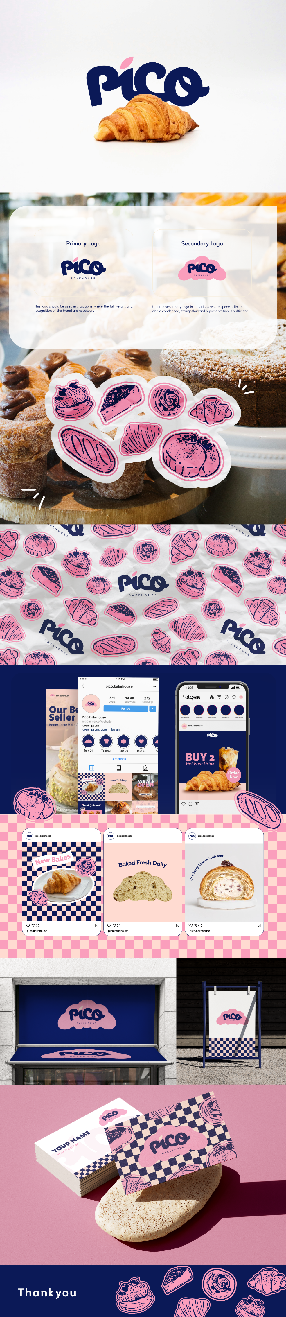 PICO BRAND KIT brand identity branding bread brand cake brand design font food branding graphic design illustration logo