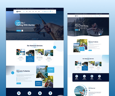Marino - Fishing & Sea Hobby Template app branding design fish fishing graphic design hunting illustration template theme typography ui uiux ux webdesign