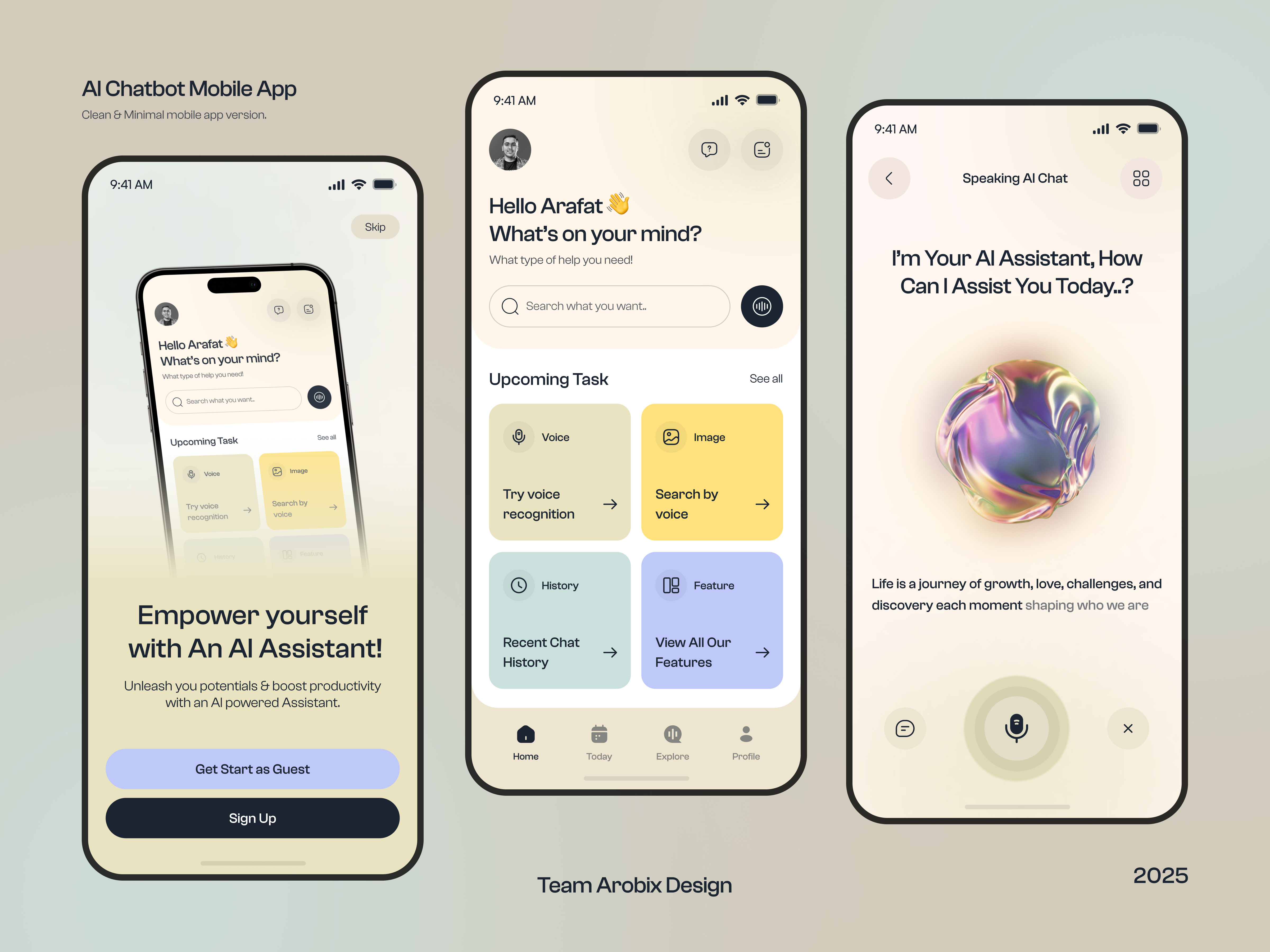 Arobix AI - Chat GPT Powered AI Assistant ai ai app ai app design ai assistant ai chatbot app app animation application assistant chat chatbot chatbot ai chatgpt midjourney minimal design mobile mobile app modern app ui ux