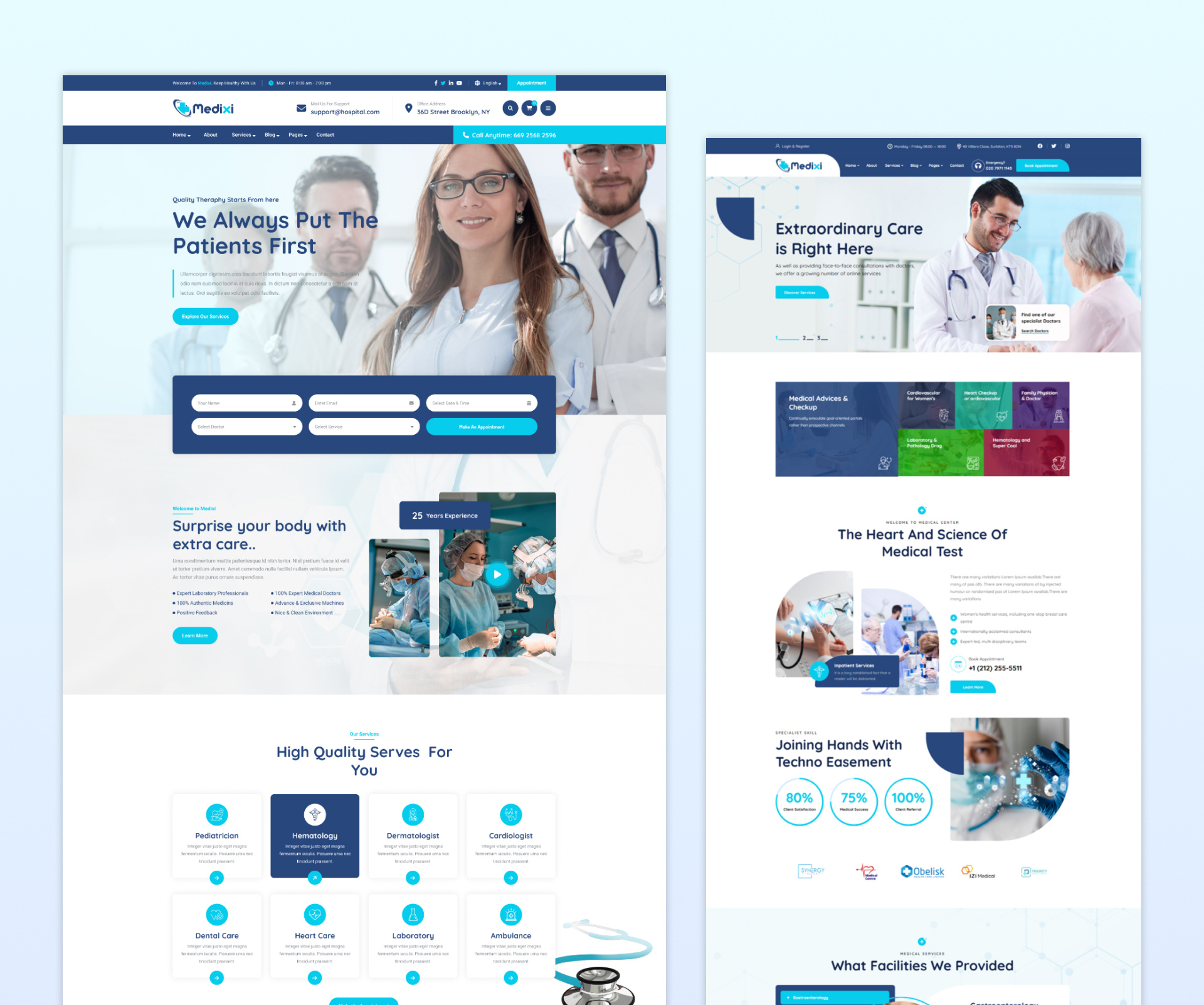 Medixi - Doctor & Medical Health Care Template app branding design graphic design health care helth illustration medical typography ui uiux ux webdesign website