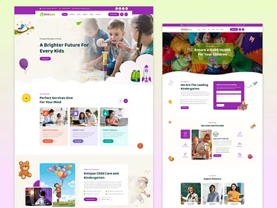 Knirpse – Kindergarten, School & Baby Care Template app baby branding care design graphic design illustration kids kids school kindergarten school template theme typography ui uiux ux web design