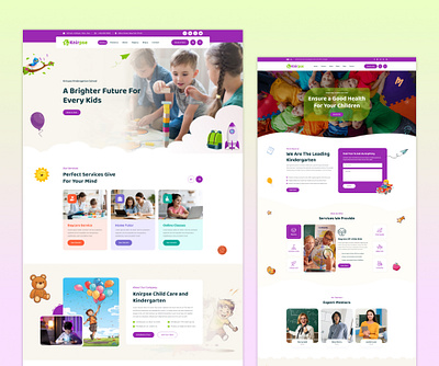 Knirpse – Kindergarten, School & Baby Care Template app baby branding care design graphic design illustration kids kids school kindergarten school template theme typography ui uiux ux web design