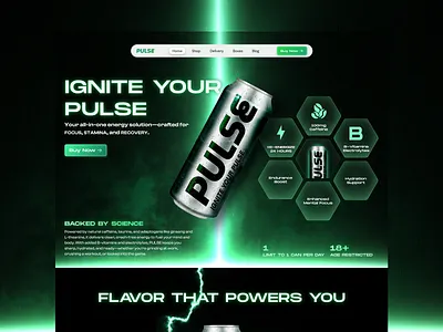 Pulse Energy Drink Website design drink energy figma ui ux web