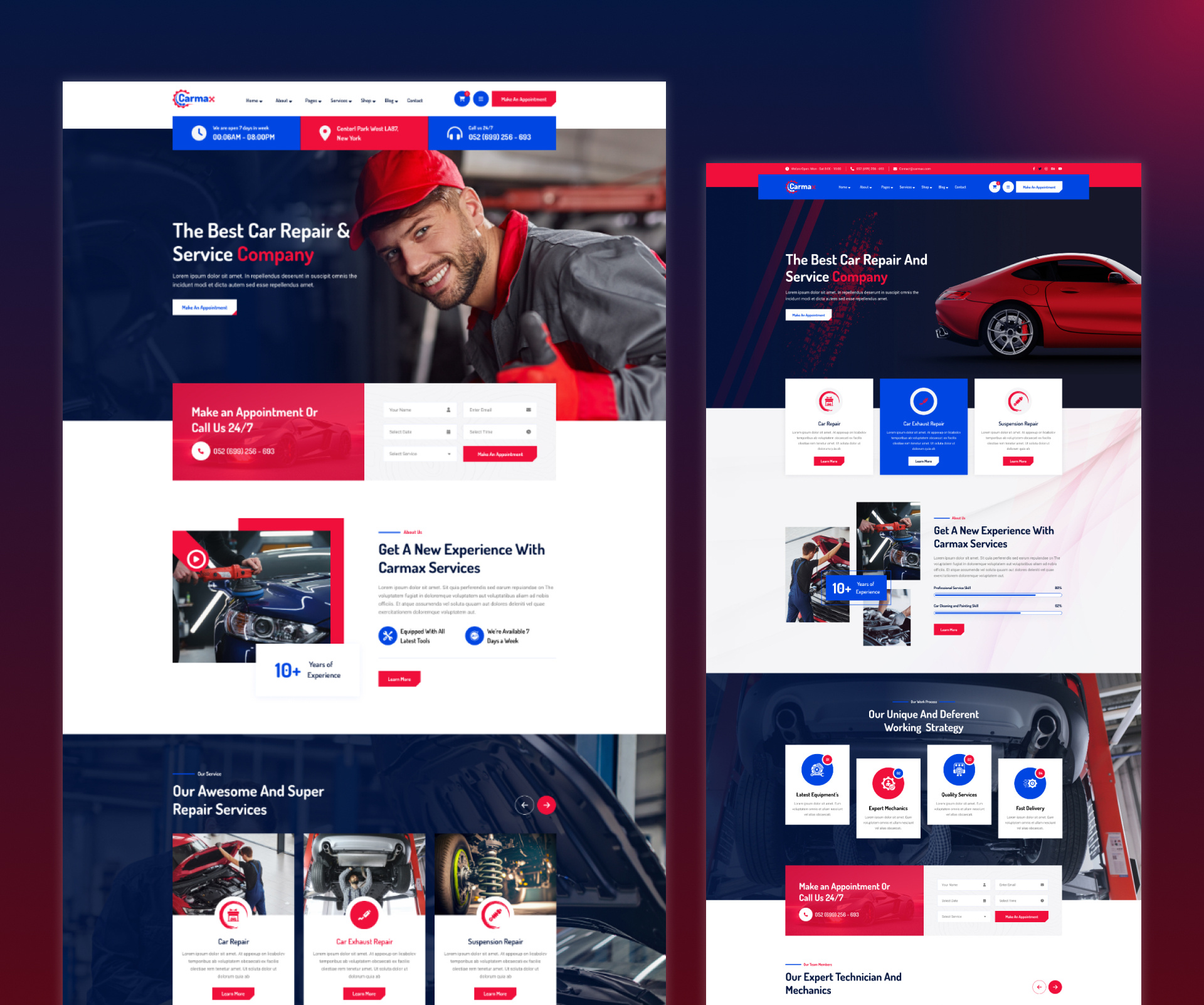 Carmax - Car Repair & Auto Mechanic Service Template 4 wheeler app auto mechanic auto service car car mechanic car repair car service creative design design graphic design mechanic template theme typography ui uiux web design wesite