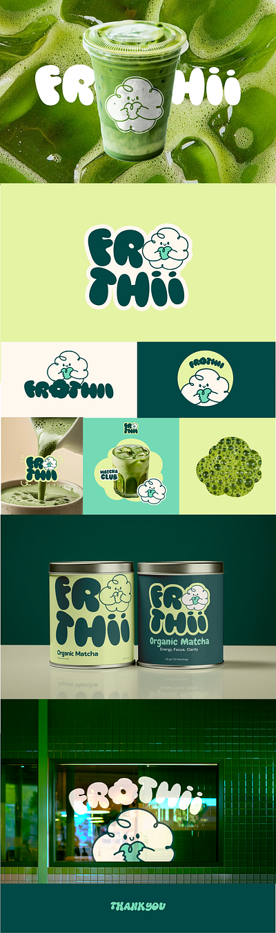 LOGO DESIGN-FROTHII MATCHA brand identity branding coffee coffee brand design design drink logo font graphic design illustration logo matcha matcha brand matcha logo