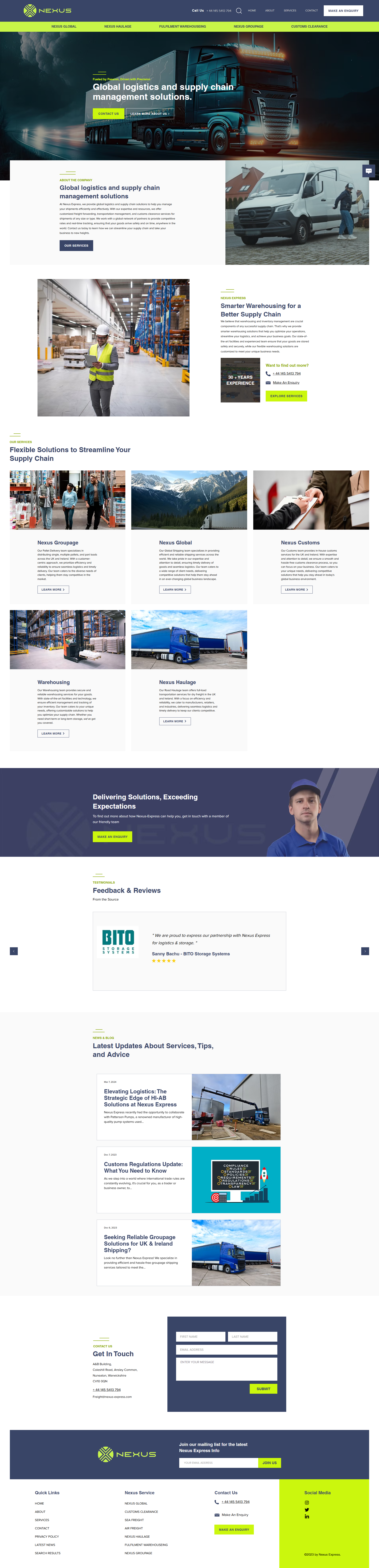 Nexus Wix Website Build for Global Logistics website build website design wix wix design wix website