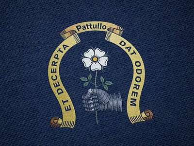 Narcissus Poeticus Heraldic Logo branding coat of arms crest design emblem embroidery gold heraldic logo heraldry logo luxury logo