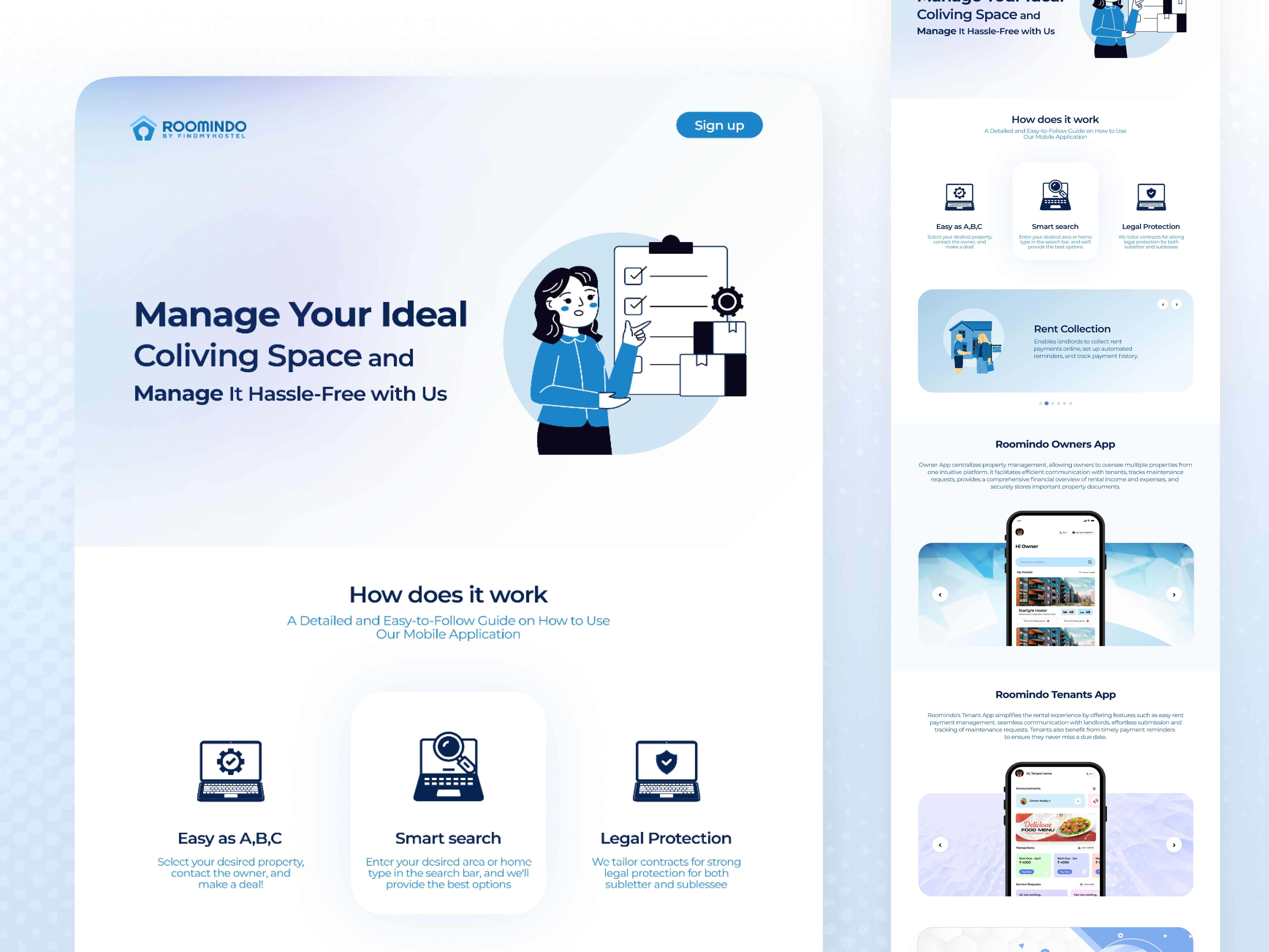 Web (Responsive Design) Roomindo By Findmyhostel branding graphic design landing page ui ui ux web responsive design website website design