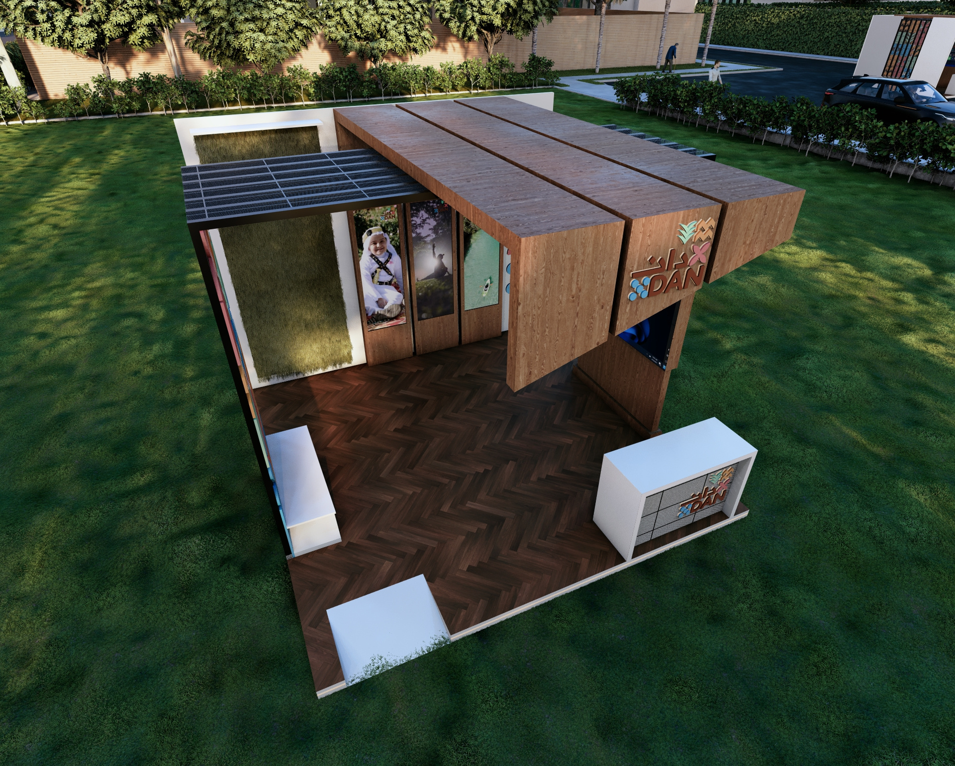 DAN Exhibition Booth 3d booth branding design event exehibition exhibition exterior illustration ui