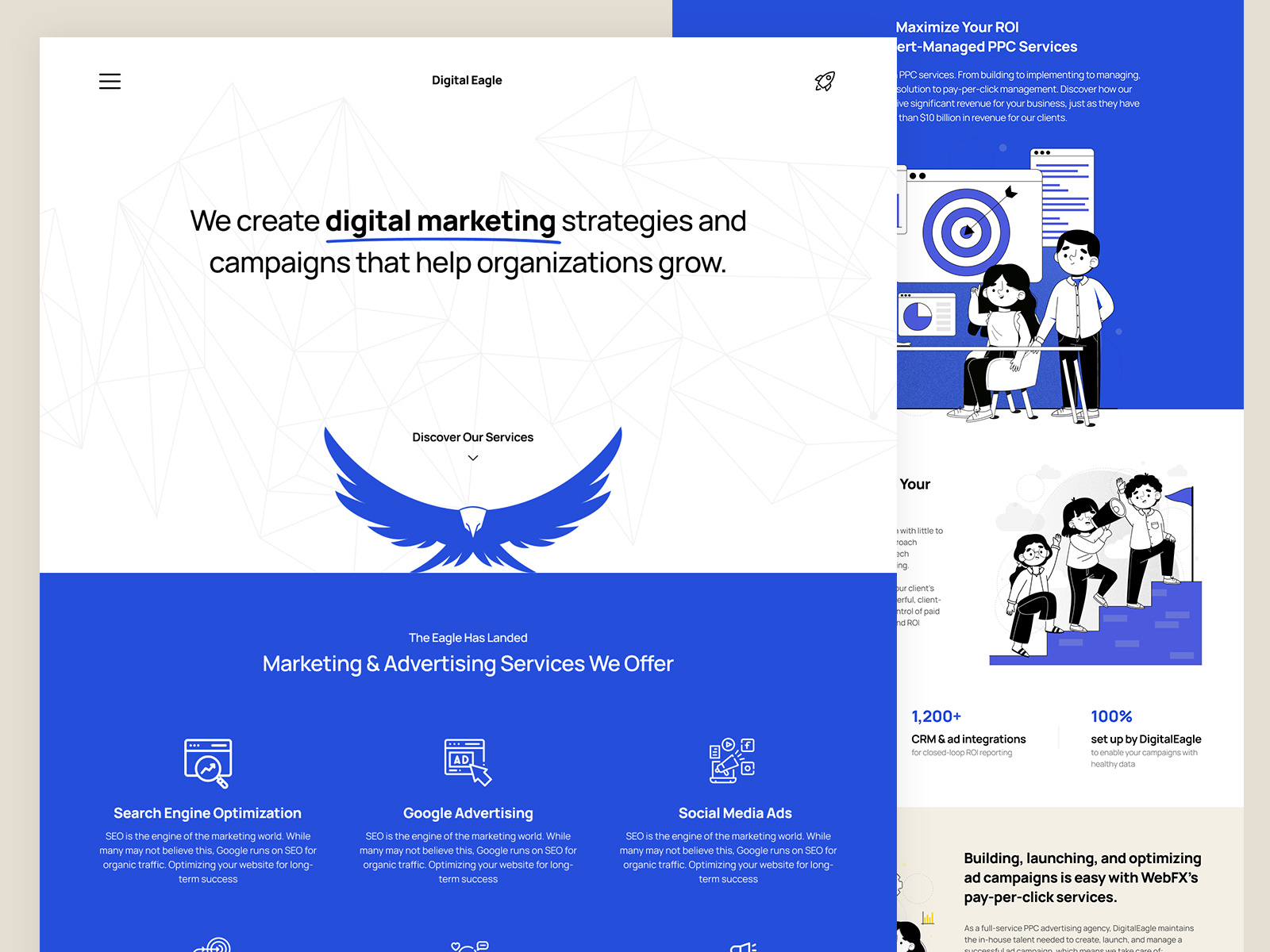 DigitalEagle - Digital Marketing Agency campaigns strategy consultation digital marketing facebook ads google ads landing page marketing social media ads social media management ui design