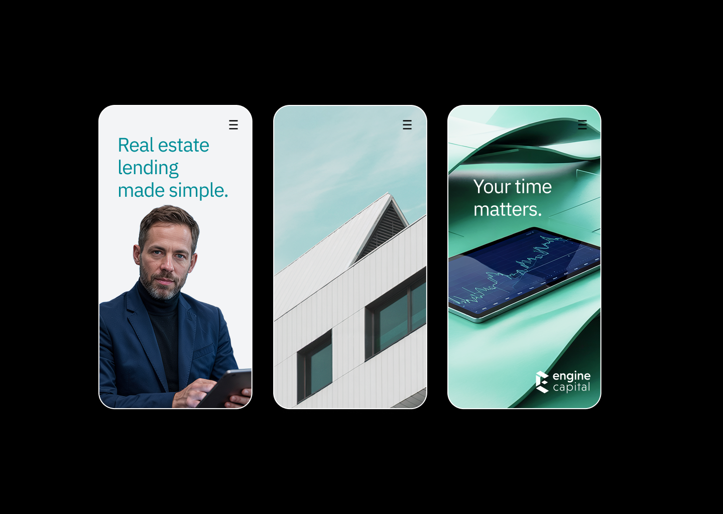 Engine Capital - finance presentation brand design branding capital deck finance finttech minimal mobile mold pitch presentation realestate teal ui