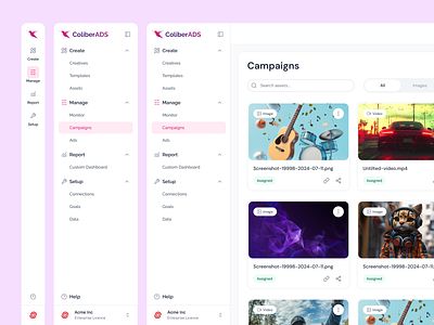 ColiberADS Sidebar clean interface menu pink sidebar ui white