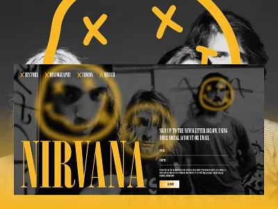 Hero Section - Nirvana art directed graphic design hero section music musician nirvana rock ui user interface visual design web design