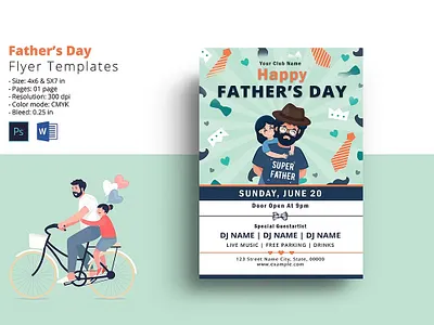 Father's Day Party Flyer editable fathers day 2025 fathers day celebration fathers day event fathers day flyer fathers day invitation fathers day party flyer desgin flyer template happy fathers day invitation flyer invitation template ms word party flyer photoshop template printable