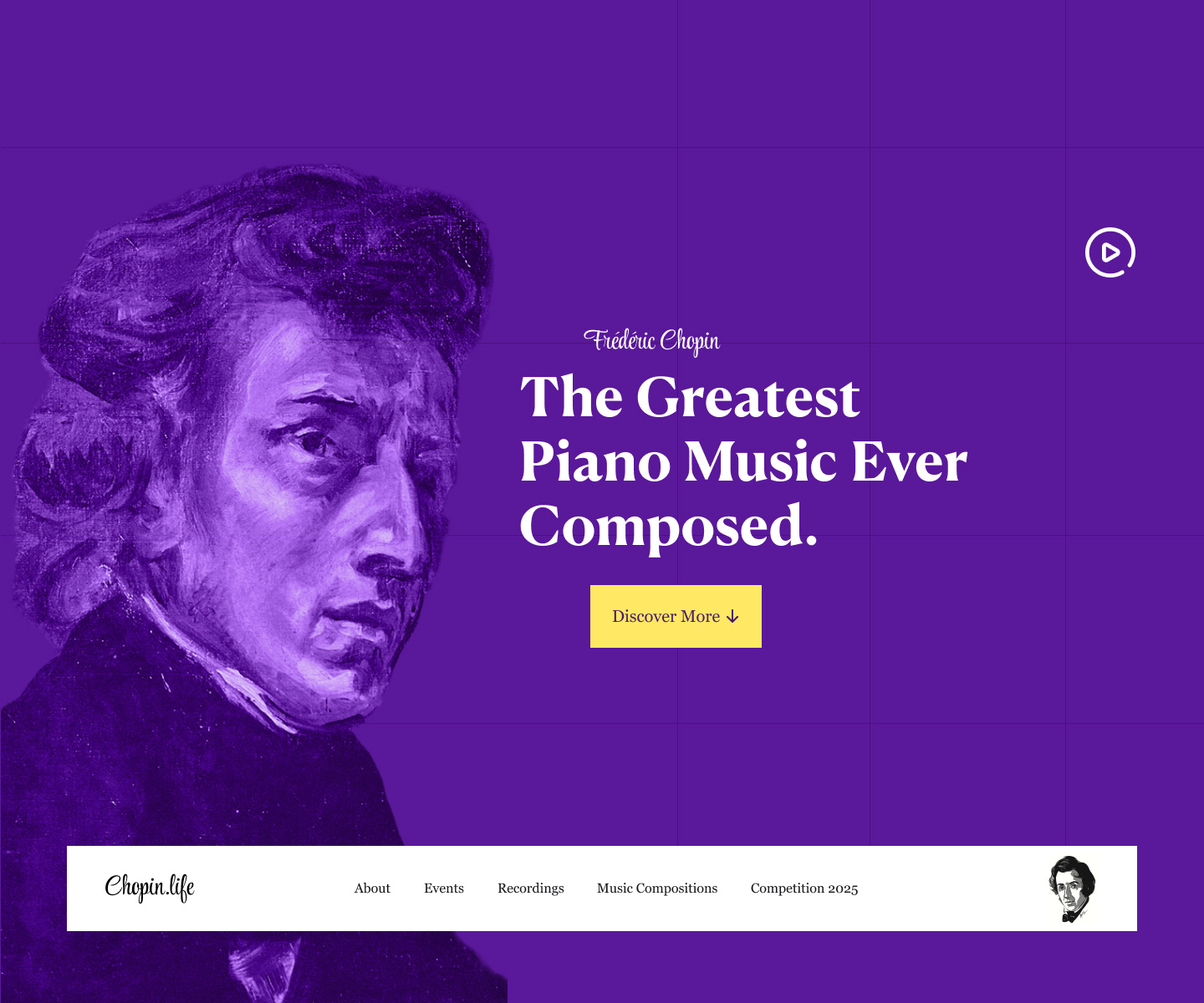 Chopin website design art website chopin chopin foundation chopin music website chopin website classical music web design classical music website illustration music website pianist events recordings tickets ui design web design