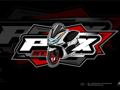 PCX SCOOTER AUTOMATIC MASCOT LOGO automatic design graphic graphic design illustration logo mascot motocustome motomatic motorcycle motorstyle scooter sport team vector