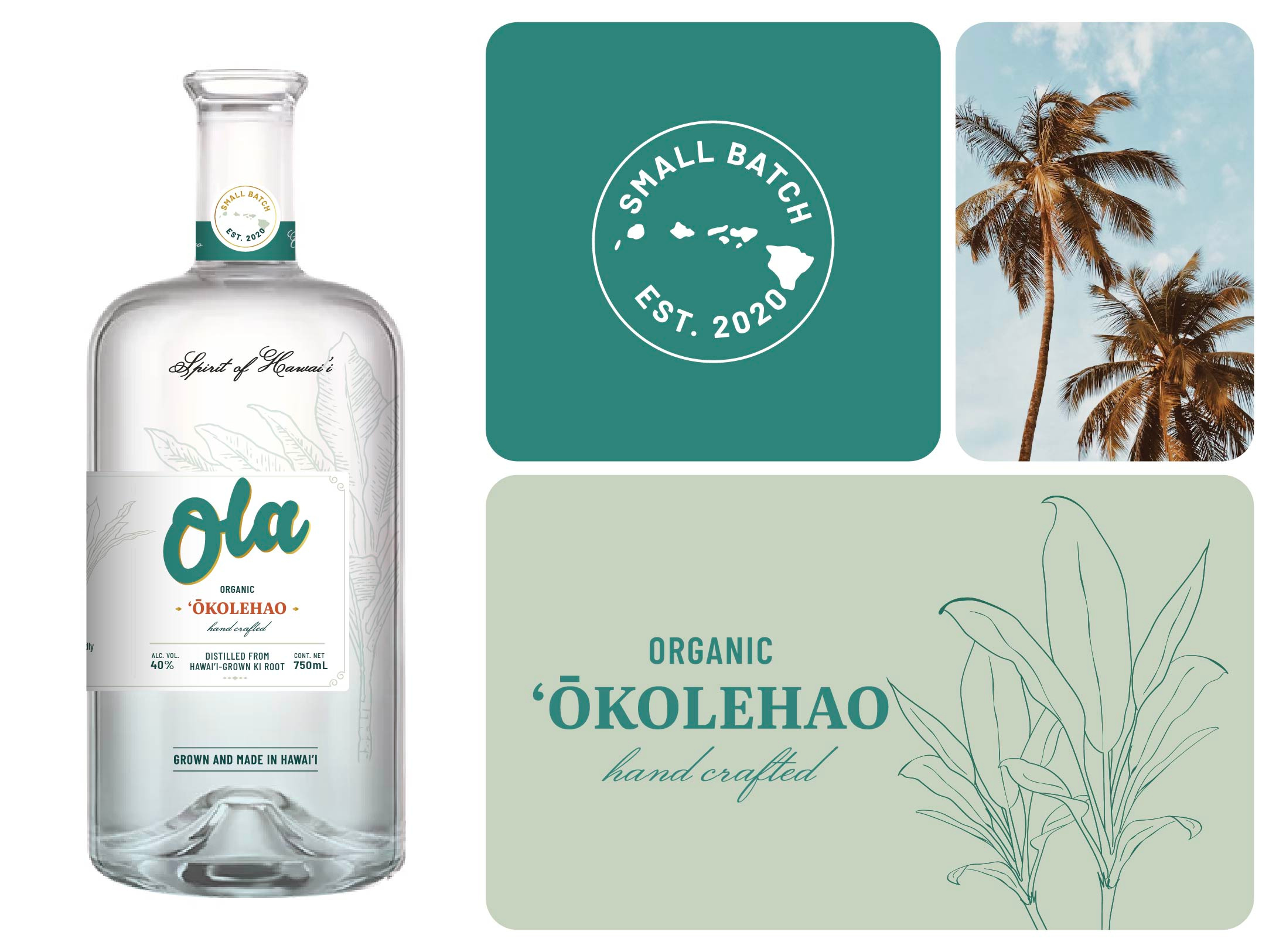 Branding for Ola Okolehao Handcrafted Tequila branding graphic design logo