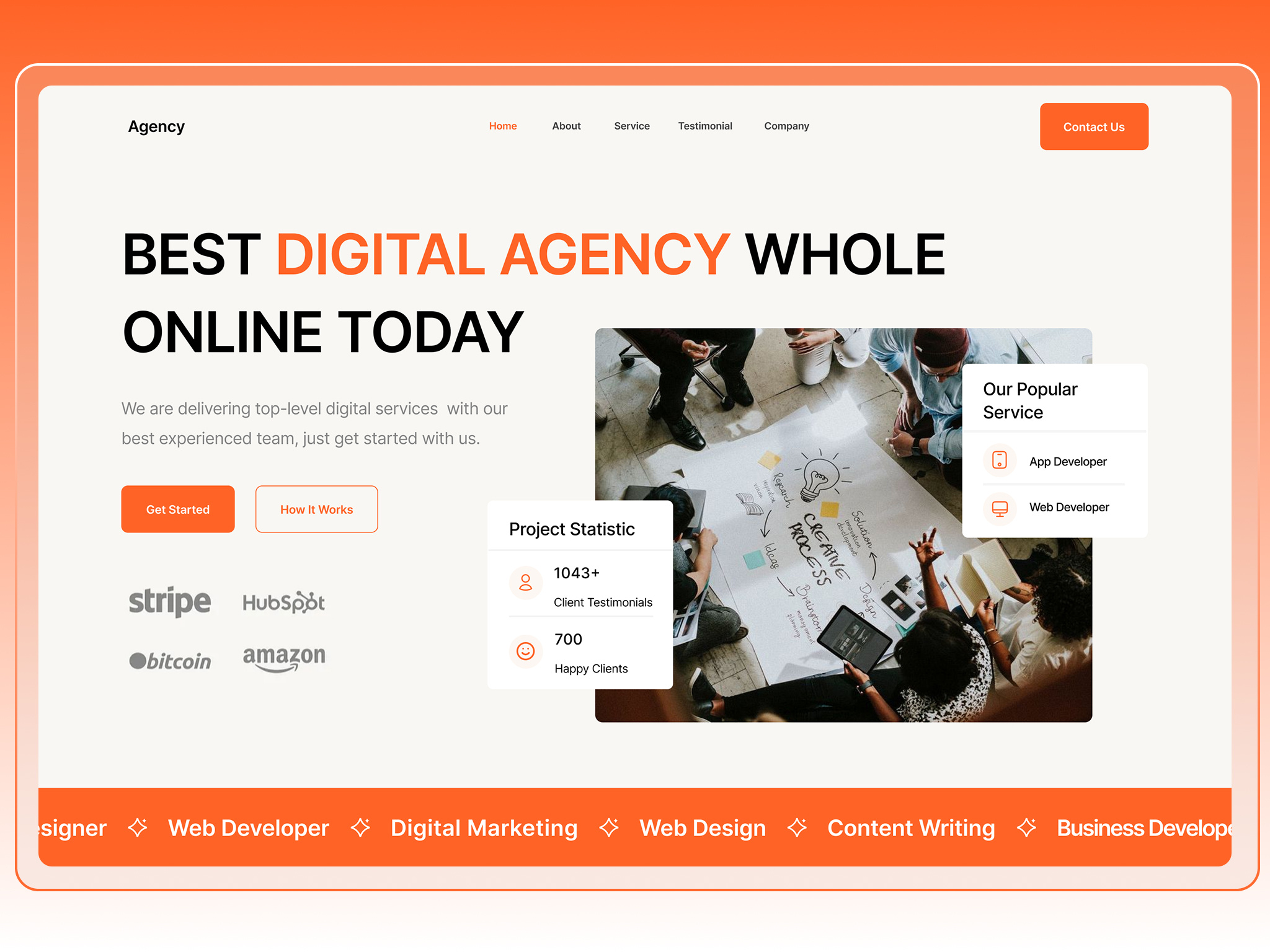 Digital Agency Hero Section 3d agency animation app branding design e commerce flat graphic design icon illustration logo minimal motion graphics typography ui ux vector web website