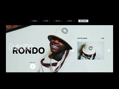 HERO SECTION - Quando Rondo art directed editorial design hero section music musician singer ui user interface