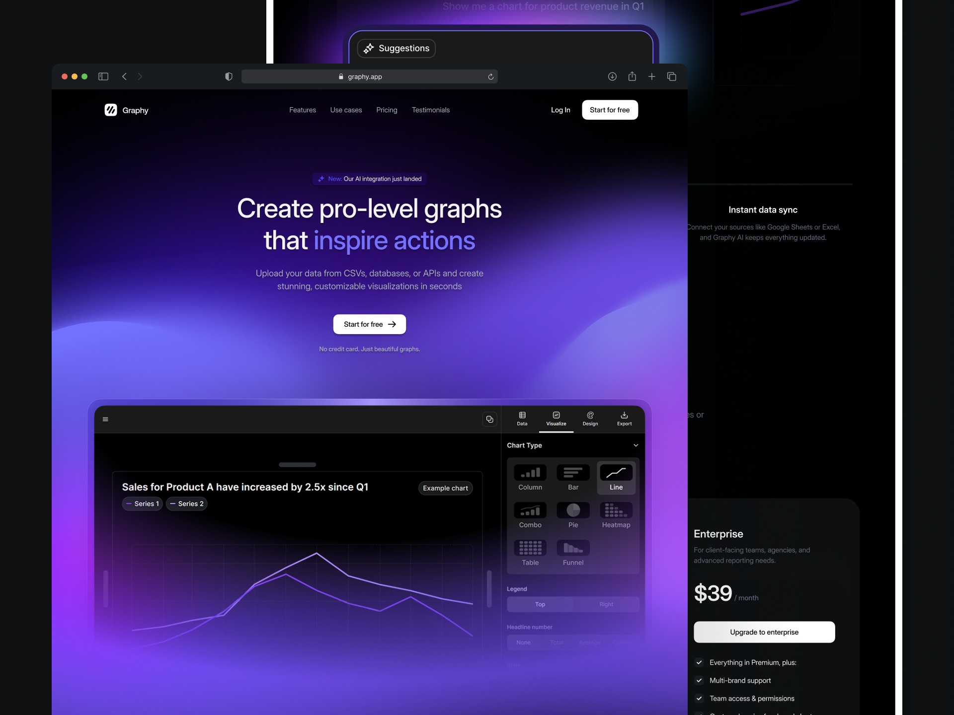 Graphy - Landing page re-design concept ai clean crm figma landing page minimal purple saas ui uidesign ux uxdesign website