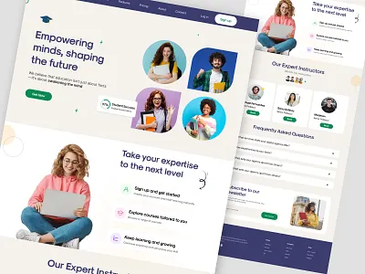 Education Platform Landing Page Design ayesha riaz clean colorful dark theme education education landing page education ui interface landing landing page landing page design light theme minimal ui ux uxui web web interface website website design