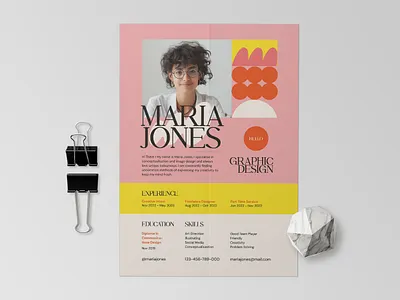 Colourfun - Resume aesthetic branding colour cream document flower flyer graphic design illustration orange pink playful professional resume shape template yellow