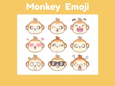 Monkey emoji expression humor monkey set