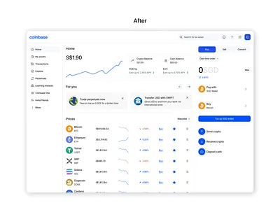 Coinbase Dashboard Redesign dashboarddesgin figma product design redesgin uiuxdesgin