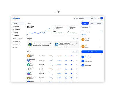 Coinbase Dashboard Redesign dashboarddesgin figma product design redesgin uiuxdesgin