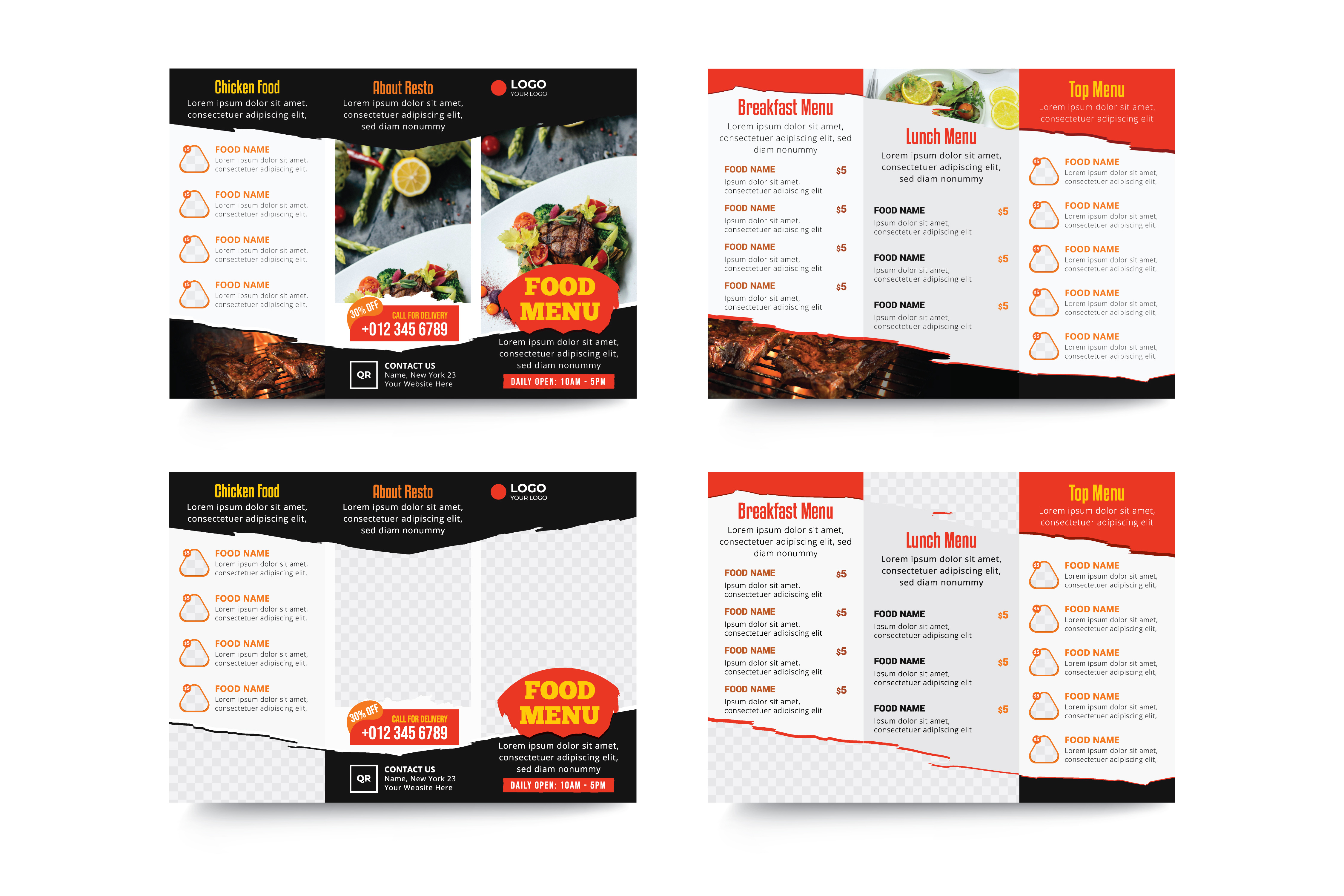 Restaurant Trifold Brochure Design list
