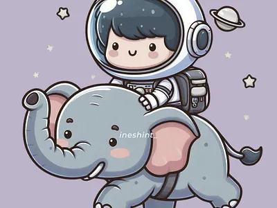 Starlight and Tusks animation astronout book cartoon character cute elephant fantasy kids space story book