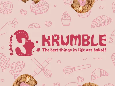 Krumble Bakehouse Brand Identity & Packaging Design bakery brand identity bakery branding bakery packaging design brand identity design brand pattern branding food logo design logo design logotype packaging design playful branding print design typography logo visual identity